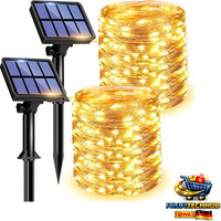 Solar Lichterkette 12M 120 Led AußEn Kupferdraht 8 Modi Warmwei