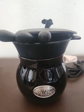 NEW Velata Rouge Cheese & Chocolate Fun Fondue Warmer Set - Black w/ Forks
