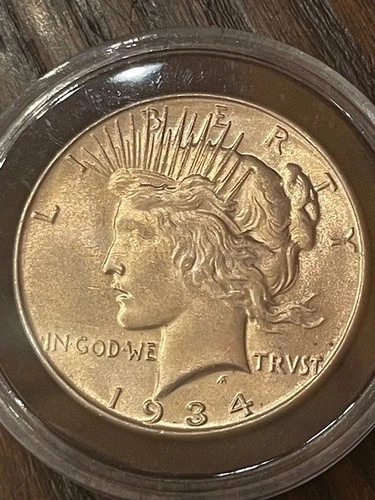 1934 Peace Dollar About Uncirculated - Very Good Detail