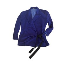 Gianni Versace Made In Italy Purple Wool Blazer Tie Front Jacket Size 38 10 US