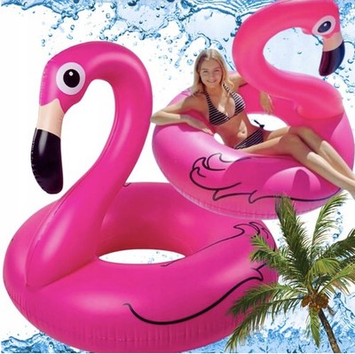 Aufblasbarer Flamingo-Schwimmring 90 cm für Pool, Strand und Wasser, PVC, rosa