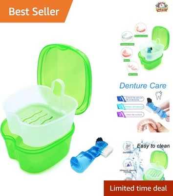 Durable Denture Case Set with Cleaning Brush - Perfect for Night Guards & More