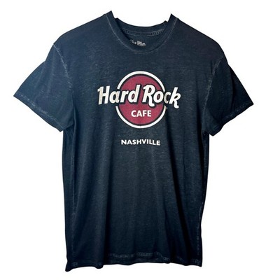 Hard Rock Cafe Nashville T-Shirt Women's Medium Black Logo Burn Out Comfortable