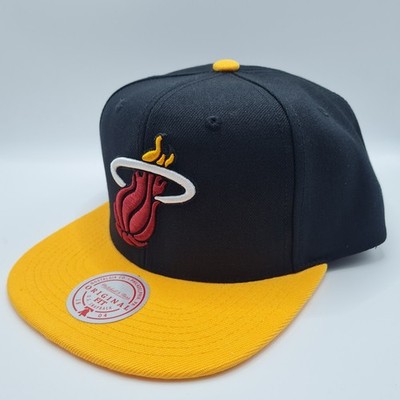 Mitchell & Ness Miami Heat Core Basics Adjustable Snapback Cap Hat Yellow UV NWT