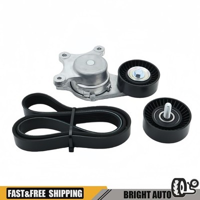 Drive Belt Tensioner Pulley and Serpentine Belt For 2007-2018 Ford Edge 3.5L V6