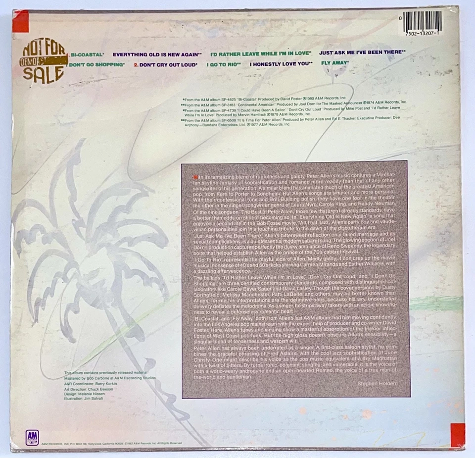 Peter Allen ‎– Peter Allen The Best - A&M US 1982 - Image 2 of 4