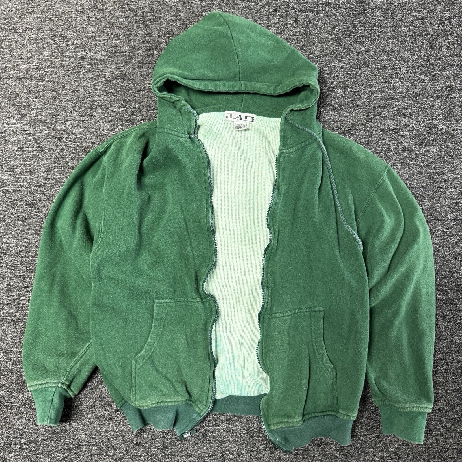 Vintage 90s JAB Green Thermal Lined Heavyweight Zip Hoodie Jacket Mens -Size M