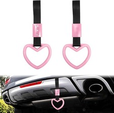 Heart Shaped Car Handle Straps Pink 2 Pieces