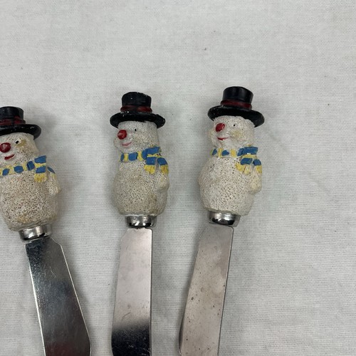 Juego de 4 cuchillos de queso mantequilla esparcidores de Navidad muñecos de nieve Boston Warehouse - Imagen 3 de 8