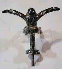 Topper Parachutist Sky Diver Hood Ornament Mascot 4-12 Sanded Aluminum Usa Topper Parachutist Sky Diver Hood Ornament Mascot 4-12 Sanded Aluminum Usa