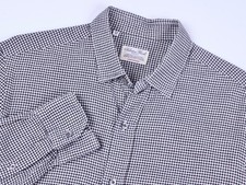 Men's Salvatore Piccolo Napoli Black White Micro Plaid Button Shirt Sz 40 15 3/4