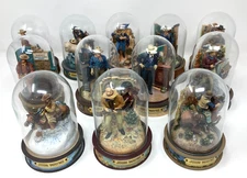 Franklin Mint John Wayne Sculptures with Glass Domes Hand Painted LOT  12