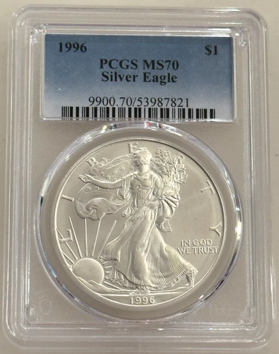 1996 $1 American Silver Eagle PCGS MS70 - Problem-Free Coin