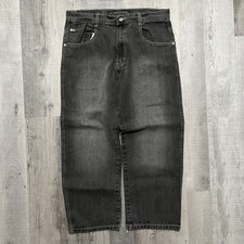 VTG Southpole Baggy Wide Leg Y2K Faded Black/Grey Hip Hop Skater Jeans Size 38