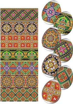 Easter Egg Wraps Pysanka Hutsul Style Heat Shrink Sleeves Colorful Decoration