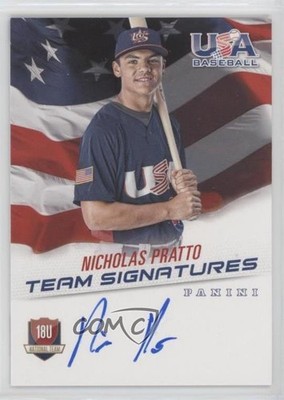 2015 Panini USA Baseball Blue Ink 387/499 Nick Pratto Nicholas #18U-NP Auto 1b3