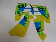 K3. SUZUKI RM 125 AUFKLEBER DEKORSET DEKOR BLAU GELB GRÜN SATZ VERKLEIDUNG