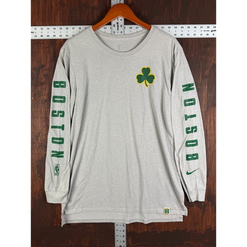 Nike Boston Celtics NBA Long Sleeve Warm Up Top Shirt Gray Green Mens Large EUC - Picture 2 of 10
