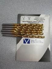 Lot of 6 Viking 10 .1935" Jobber Length Drill Bits HSS TiN USA