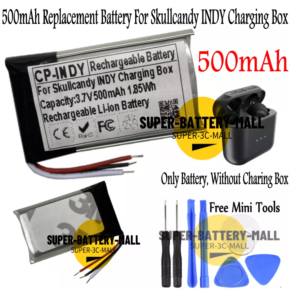 500mAh Rechargeable For Skullcandy INDY TWS Charging Box Repair