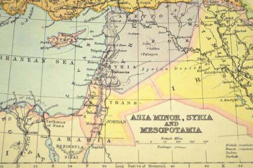 Antique ASIA MINOR Map Turkey Palestine Georgia Armenia Trans Jordan Vintage - Picture 6 of 7