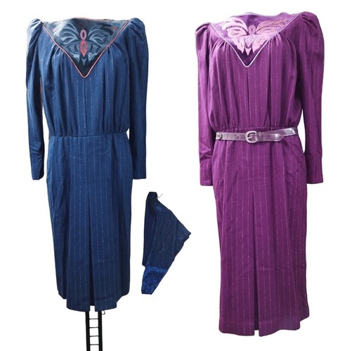 Vestito Donna Inverno Lana Velluto Elegante Cosplay 44 46 Viola Blu Selene Moda - Picture 1 of 31