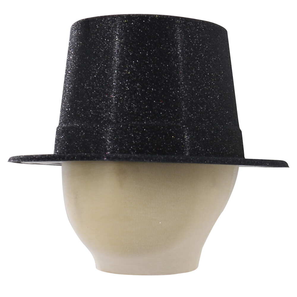12pcs Black Kids Adults Glitter Sequin Top Hat Magician Gentleman Hen