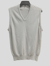 Sweater Vest Mens Medium Acrylic V Neck Sleeveless Gray