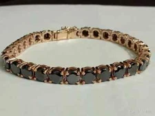 Round Cut Simulated Diamond  14K Rose Gold Plated Charm Tennis Bracelet 7.00Ct