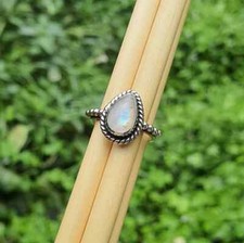 925 Sterling Silver Natural Moonstone Ring Gemstone Women Jewelry For Her E 87