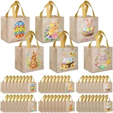 48 Pcs Easter Gift Bags Easter Reusable Treat Bags Non Woven Bags Easter Tote...