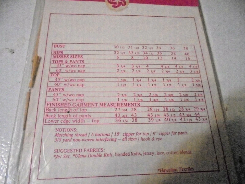 Vintage Patterns Pacifica #1016-Misses size 10 Top & Pants-New - Image 3 of 3