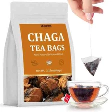 Premium 60 Chaga Tea Bags100% Pure Siberian Wild Harvest Chaga MushroomNo Add...