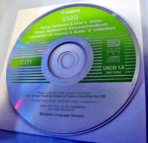 Canon S520 Setup Software & User Guide Installation CD Color Bubble Jet Printer - Image 1 of 1