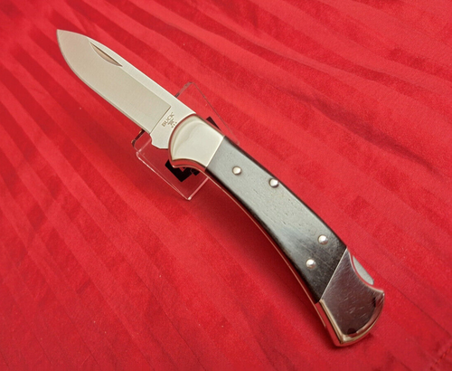 New Buck 112 Drop Point Knife Nickel Silver Ebony S30V Leather Sheath - Picture 10 of 21