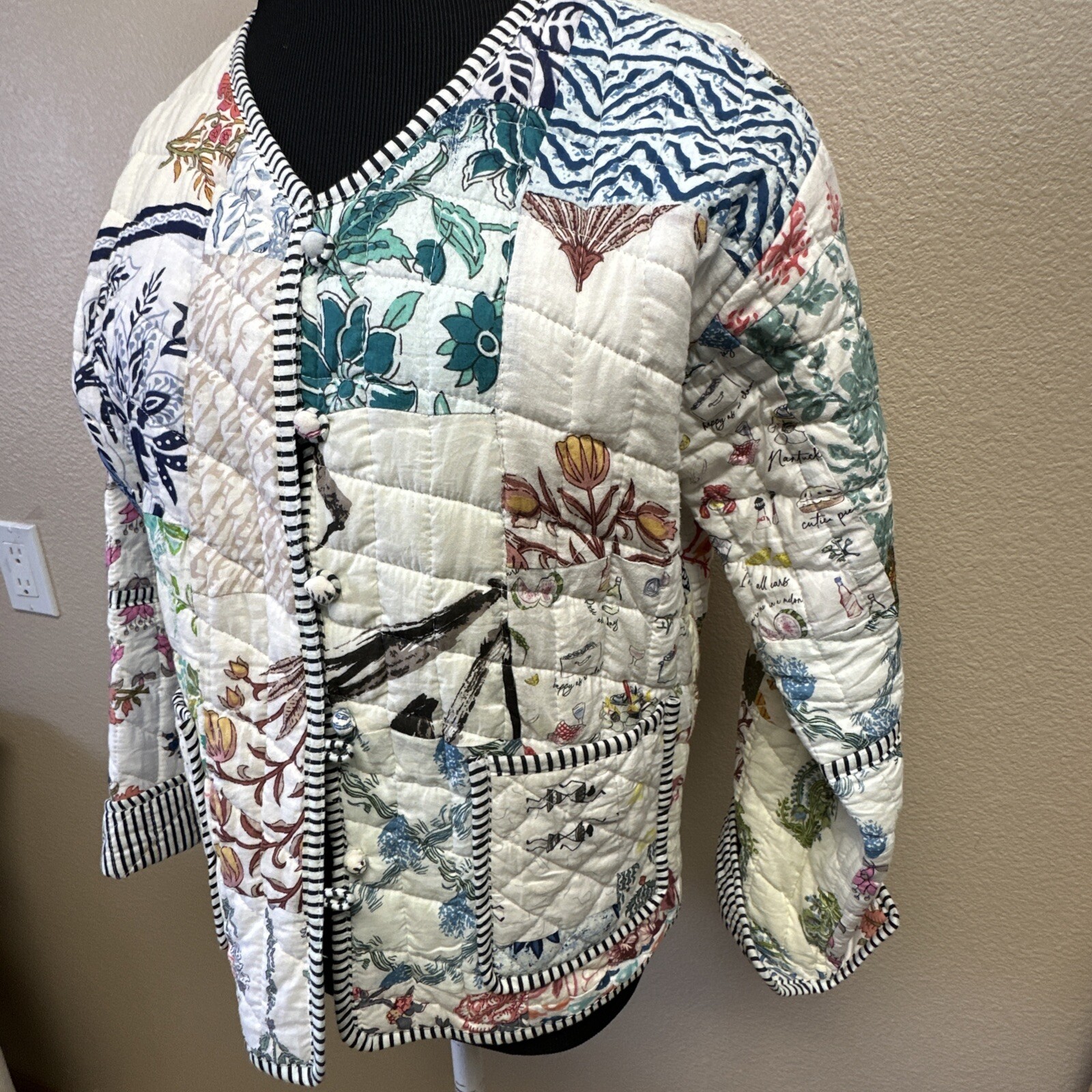 Patchwork Jacket Cotton Reversible Quilted  Nantu… - image 3