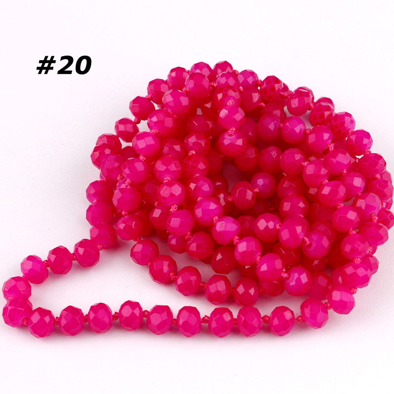 Extra Long 60" Handmade Knot Bead Necklace Faceted Glass Beads Women