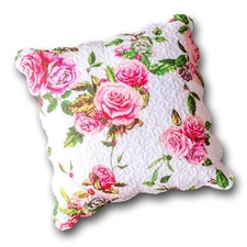 DaDa Bedding Romantic Roses Garden Floral Pink Cotton Euro Pillow Sham Cover 26"
