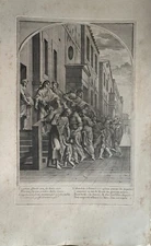 ENGRAVING 08 LIFE OF SAINT BRUNO EUSTACHE LE SUEUR GRAVE BY FRANCOIS CHAVUEAU 1660