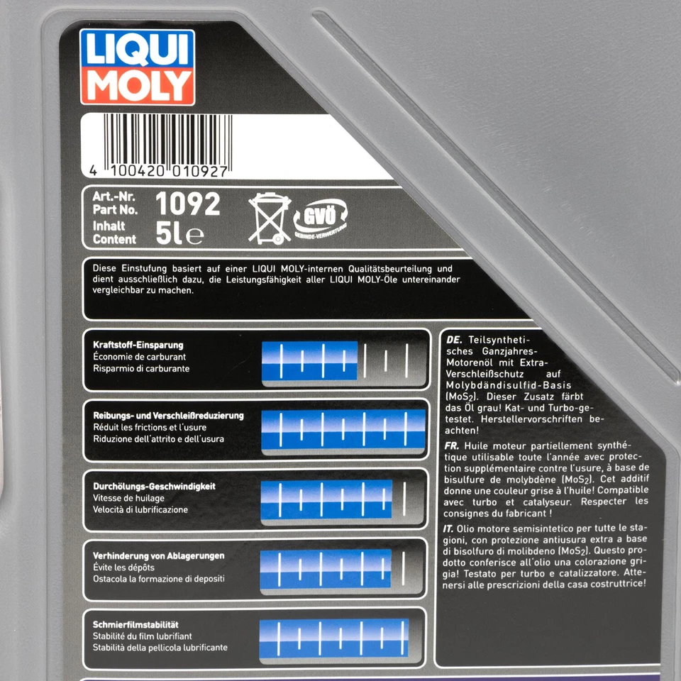 Motoröl Set MOS2 Leichtlauf 10W40 5 Liter Ölfilter SM133 für Ferrari Fiat Toyota - Bild 4 von 4