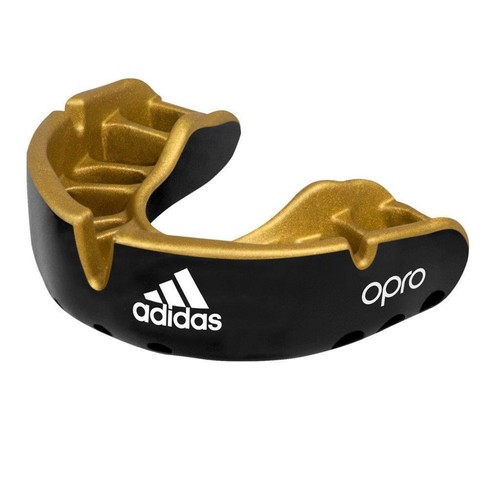 Adidas OPRO Gold BRACES Gum Shield Black Muay Thai Boxing Rugby Mouth