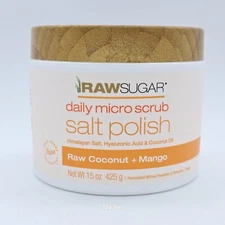 Raw Sugar Daily Micro Scrub Salt Polish Raw Coconut & Mango 15 Oz