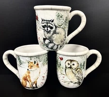 3 Certified International Susan Winget Winter's Walk Coffee Mugs