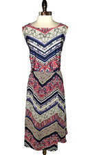 NEW LANE BRYANT Plus Size 3X 24W A-Line Dress Blue Red Floral Sleeveless Midi