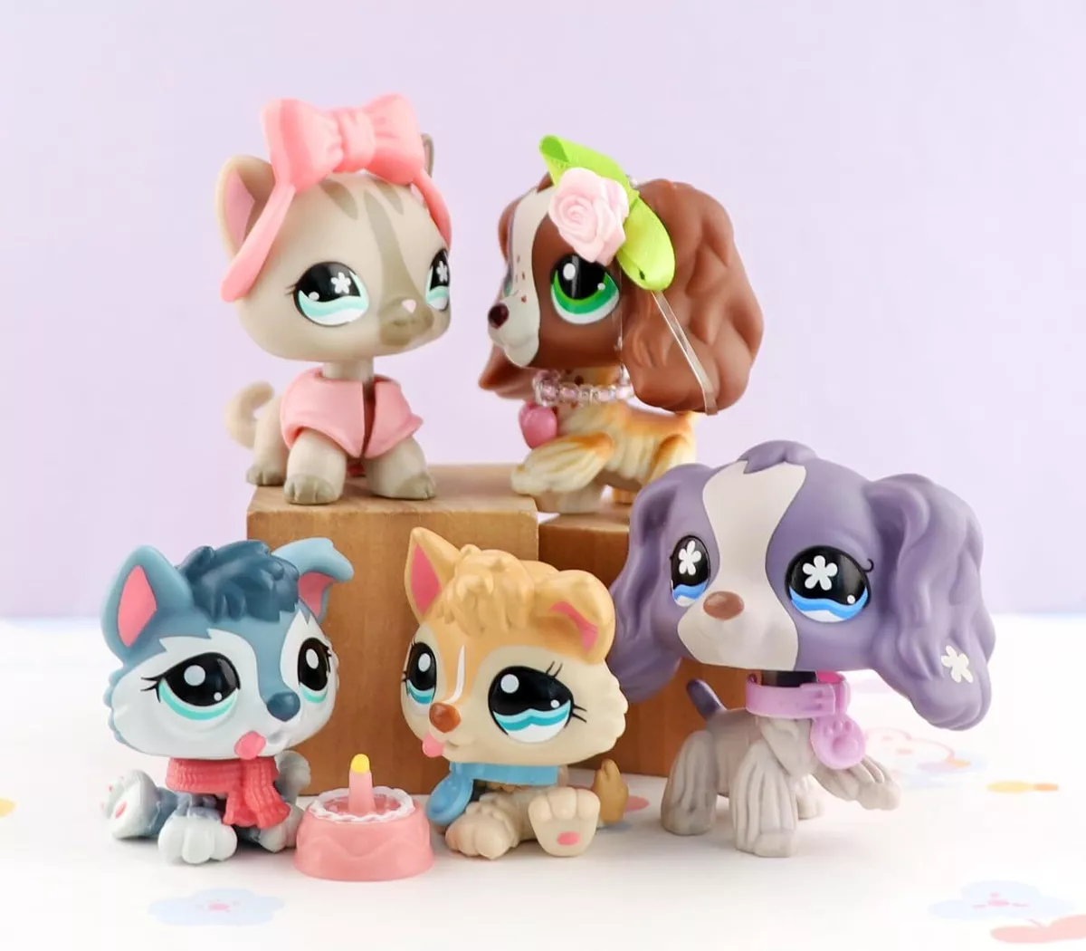 5pcs Littlest Pet Shop lps Toy Set Heart Old Rare g2 lps Animal