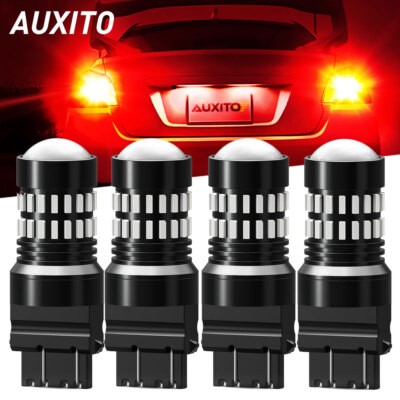 Auxito 3157/3156 Strobe Blinking Flash Red LED Brake Stop Tail Light Bulbs 4-pcs