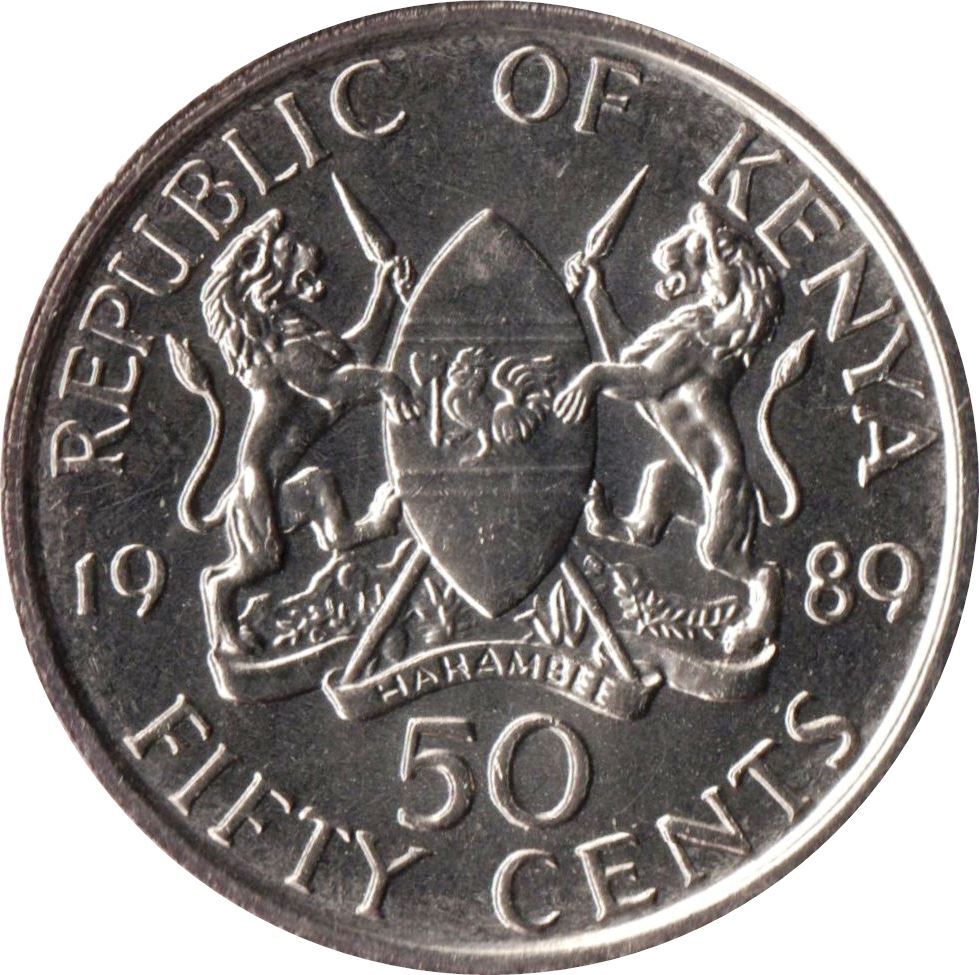 Kenya 50 Cents | Daniel Toroitich Arap Moi Coin KM19 1978 - 1989
