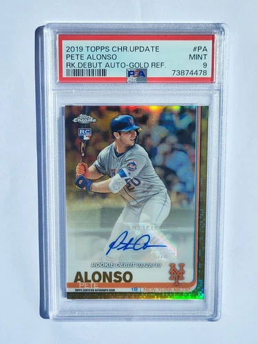 2019 Topps Chrome Update Pete Alonso Gold Refracto Auto Rookie Debut  PSA9 Pop 8