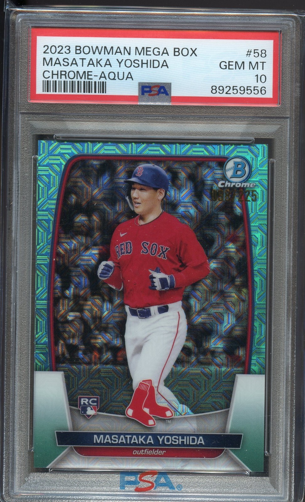 2023 Bowman Chrome Mega Box #58 - Masataka Yoshida Rookie (RC) Aqua /225 PSA 10