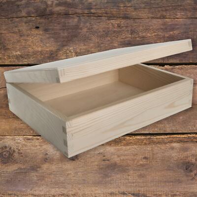 Rechteckige Holzkiste mit Deckel | 28,5 x 22,5 x 8 cm | schlichte Deko Kiefer